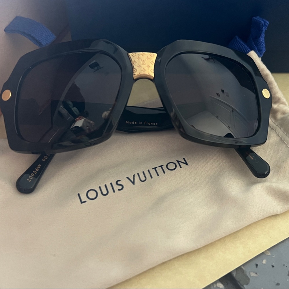 Louis Vuitton Black Sunglasses with Gold Accents